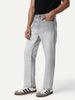 Men's Ice Grey Straight Fit Heavy Washed Faded Denim Jeans Stretchable