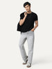 Men's Ice Grey Straight Fit Heavy Washed Faded Denim Jeans Stretchable