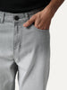 Men's Ice Grey Straight Fit Heavy Washed Faded Denim Jeans Stretchable