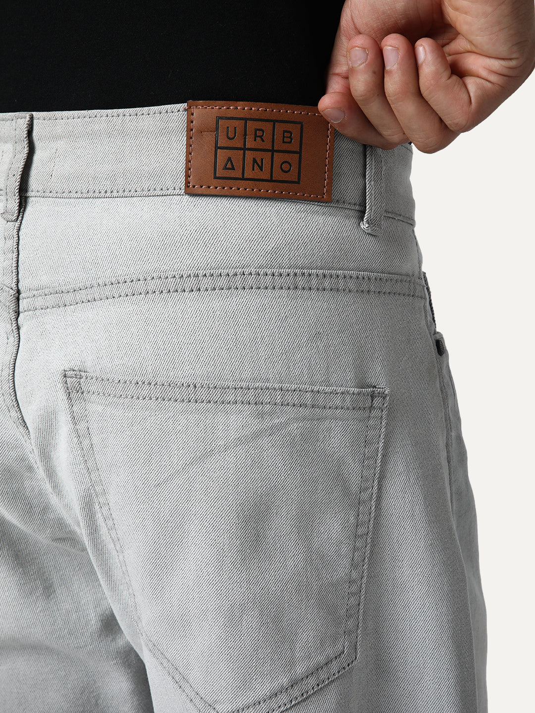 Men's Ice Grey Straight Fit Heavy Washed Faded Denim Jeans Stretchable