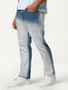 Men's Light Blue Straight Fit Heavy Washed Faded Denim Jeans Stretchable