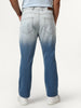 Men's Light Blue Straight Fit Heavy Washed Faded Denim Jeans Stretchable