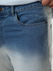 Men's Light Blue Straight Fit Heavy Washed Faded Denim Jeans Stretchable