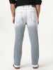 Men's Light Grey Straight Fit Heavy Washed Faded Denim Jeans Stretchable