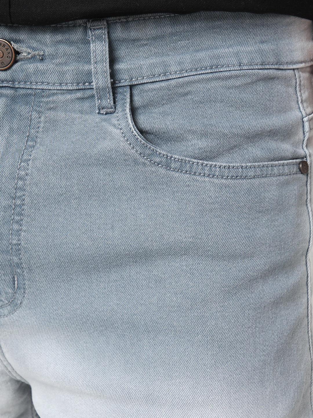 Men's Light Grey Straight Fit Heavy Washed Faded Denim Jeans Stretchable