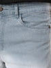 Men's Light Grey Straight Fit Heavy Washed Faded Denim Jeans Stretchable