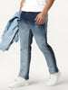 Men's Blue Straight Fit Heavy Washed Faded Denim Jeans Stretchable