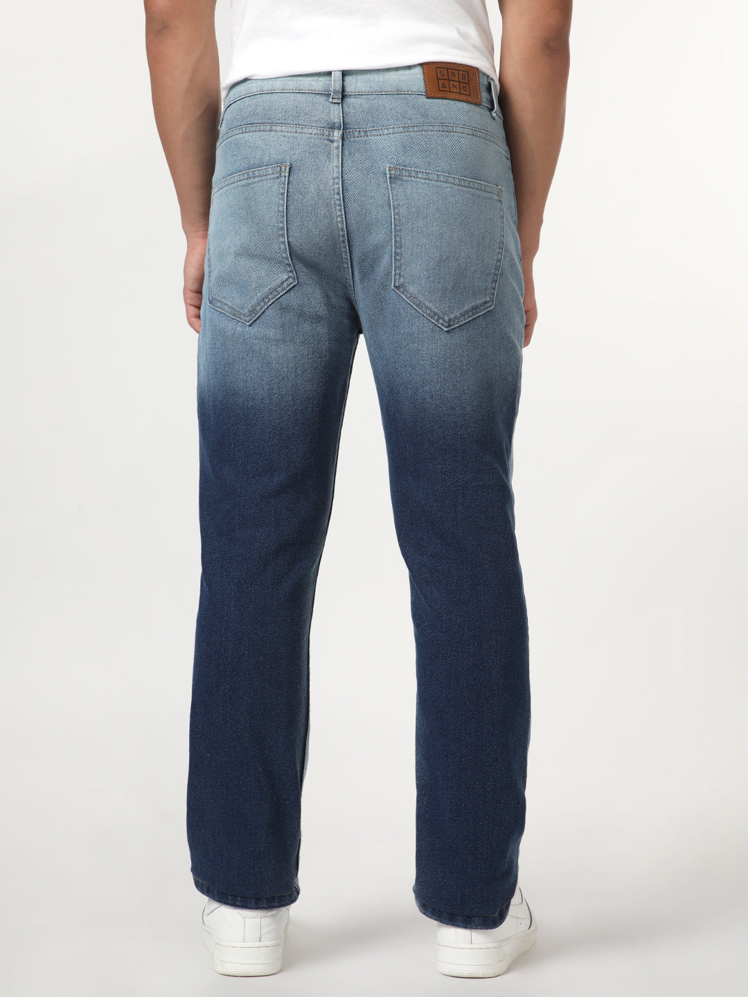 Men's Blue Straight Fit Heavy Washed Faded Denim Jeans Stretchable