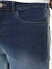 Men's Blue Straight Fit Heavy Washed Faded Denim Jeans Stretchable
