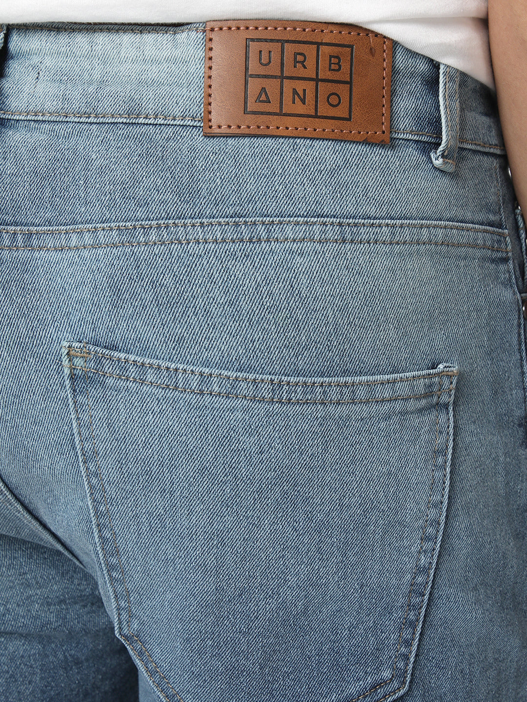 Men's Blue Straight Fit Heavy Washed Faded Denim Jeans Stretchable