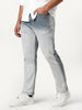 Men's Grey Straight Fit Heavy Washed Faded Denim Jeans Stretchable