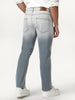 Men's Grey Straight Fit Heavy Washed Faded Denim Jeans Stretchable