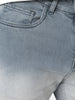 Men's Grey Straight Fit Heavy Washed Faded Denim Jeans Stretchable