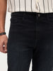 Men's Black Straight Fit Washed Denim Jeans Stretchable