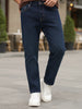Men's Dark Blue Straight Fit Washed Denim Jeans Stretchable