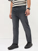 Men's Dark Grey Straight Fit Washed Denim Jeans Stretchable