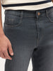 Men's Dark Grey Straight Fit Washed Denim Jeans Stretchable
