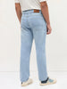 Men's Ice Blue Straight Fit Washed Denim Jeans Stretchable