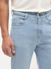 Men's Ice Blue Straight Fit Washed Denim Jeans Stretchable