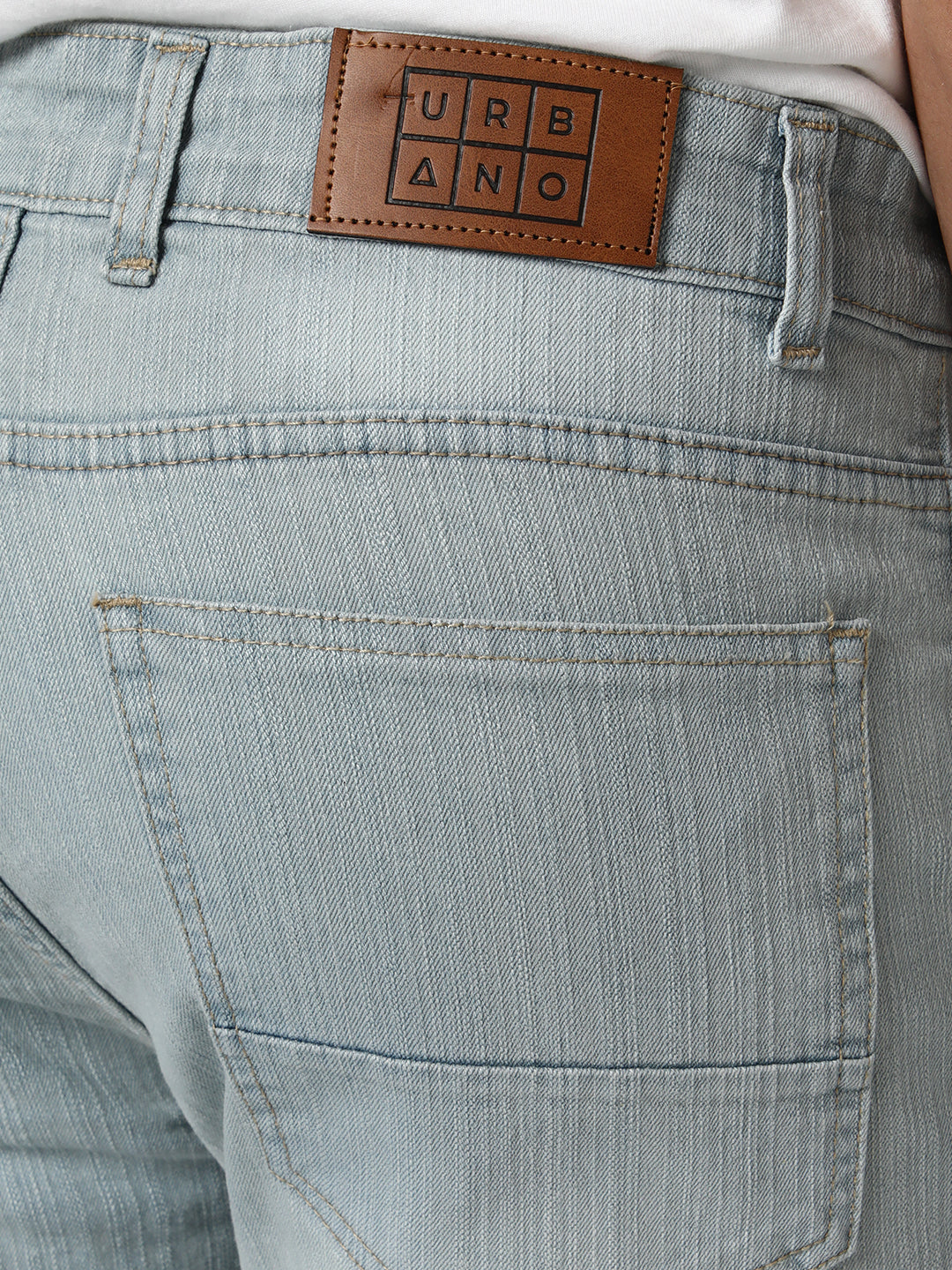 Men's Ice Grey Straight Fit Washed Denim Jeans Stretchable