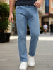 Men's Light Blue Straight Fit Washed Denim Jeans Stretchable
