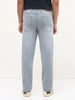 Men's Light Grey Straight Fit Washed Denim Jeans Stretchable