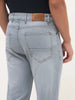 Men's Light Grey Straight Fit Washed Denim Jeans Stretchable