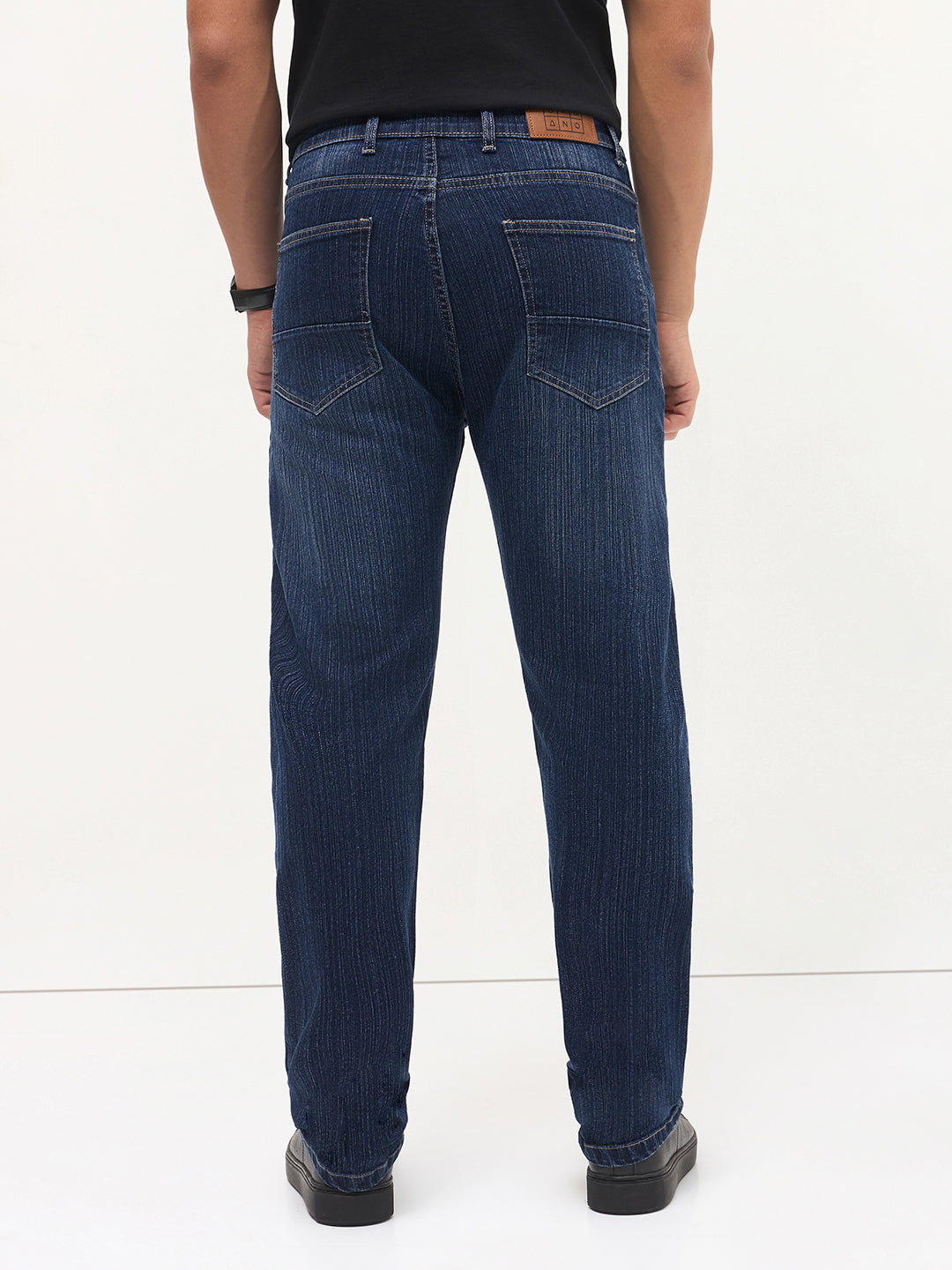 Men's Blue Straight Fit Washed Denim Jeans Stretchable