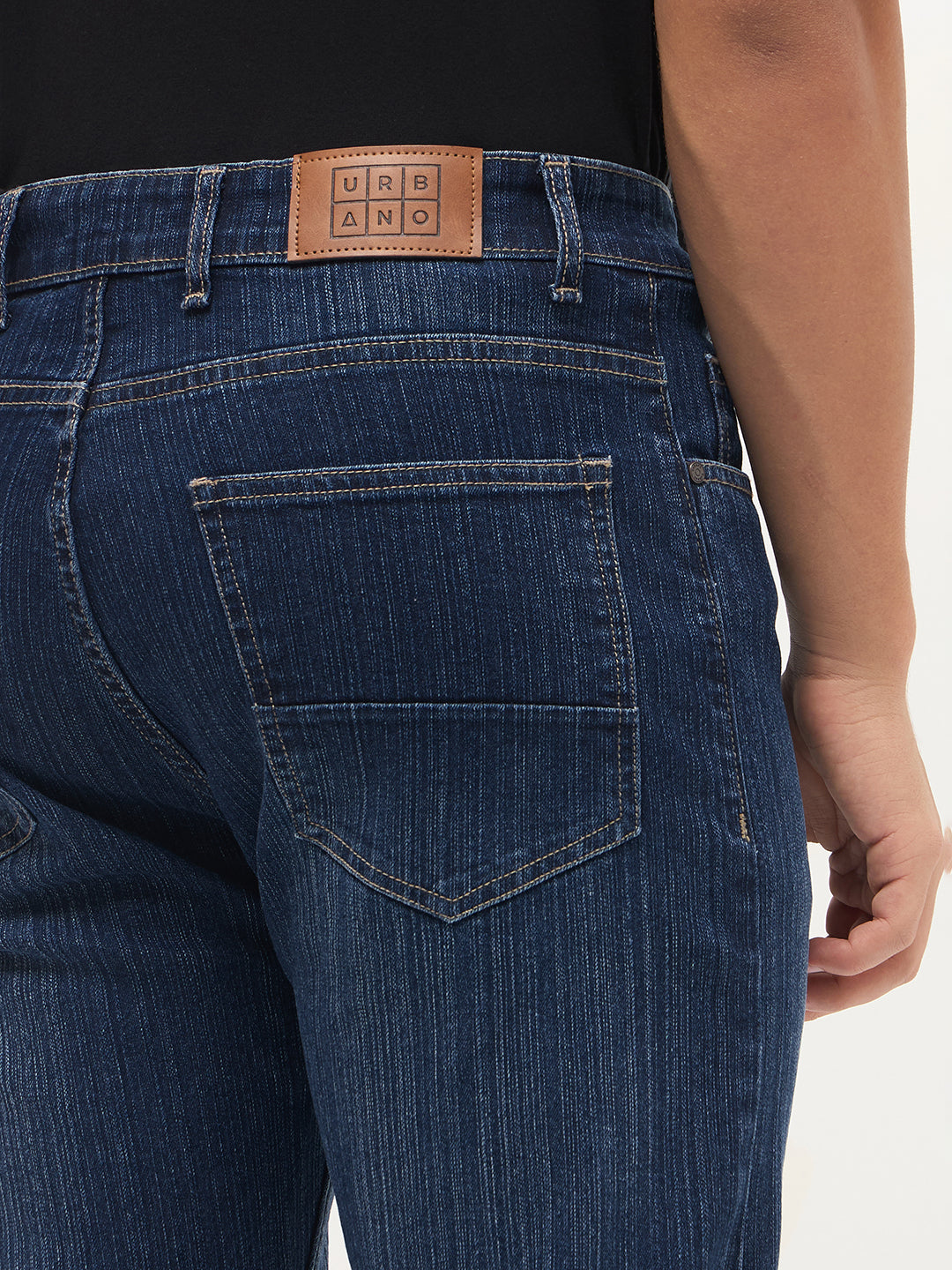 Men's Blue Straight Fit Washed Denim Jeans Stretchable