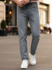 Men's Grey Straight Fit Washed Denim Jeans Stretchable