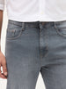 Men's Grey Straight Fit Washed Denim Jeans Stretchable
