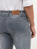 Men's Grey Straight Fit Washed Denim Jeans Stretchable