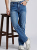 Men's Blue Straight Fit Washed Jeans Stretchable