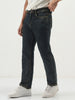 Men's Dark Blue Straight Fit Heavy Washed Jeans Stretchable
