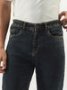 Men's Dark Blue Straight Fit Heavy Washed Jeans Stretchable