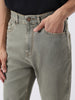 Men's Light Grey Straight Fit Heavy Washed Jeans Stretchable
