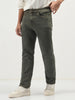 Men's Grey Straight Fit Heavy Washed Jeans Stretchable