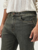 Men's Grey Straight Fit Heavy Washed Jeans Stretchable