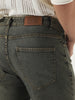 Men's Grey Straight Fit Heavy Washed Jeans Stretchable