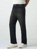 Men's Black Straight Fit Heavy Washed Jeans Stretchable