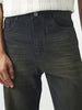 Men's Black Straight Fit Heavy Washed Jeans Stretchable