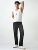 Men's Carbon Blue Straight Fit Heavy Washed Jeans Stretchable