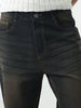 Men's Carbon Blue Straight Fit Heavy Washed Jeans Stretchable