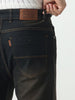 Men's Carbon Blue Straight Fit Heavy Washed Jeans Stretchable