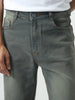 Men's Dark Grey Straight Fit Heavy Washed Jeans Stretchable