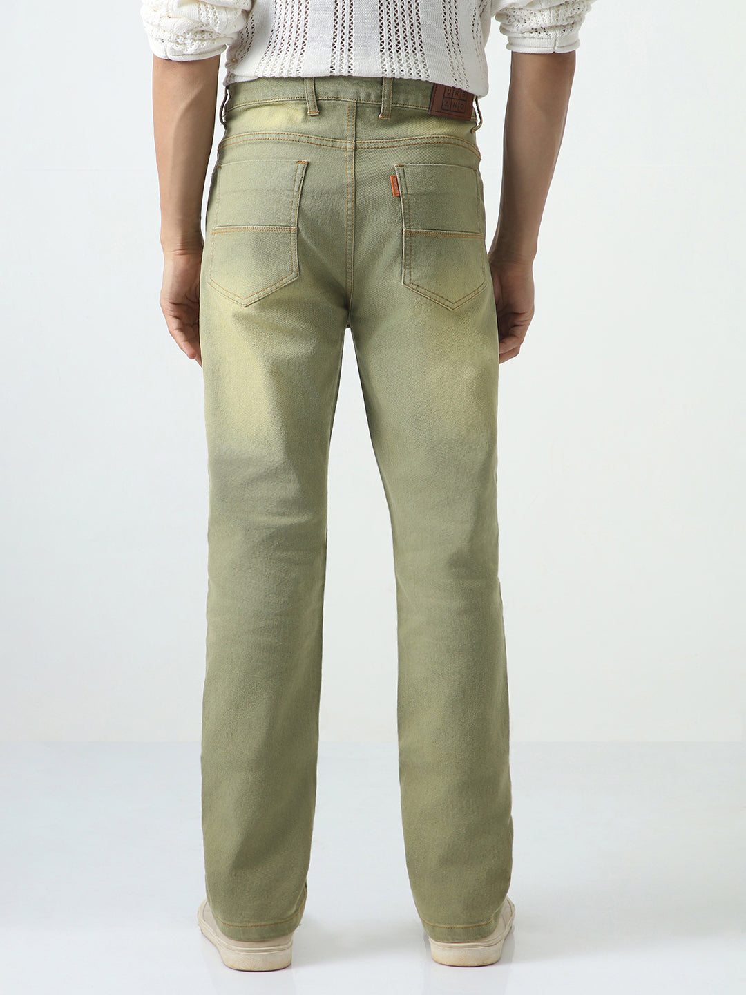 Men's Ice Grey Straight Fit Heavy Washed Jeans Stretchable