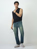 Men's Light Blue Straight Fit Heavy Washed Jeans Stretchable