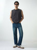 Men's Blue Straight Fit Heavy Washed Jeans Stretchable