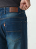 Men's Blue Straight Fit Heavy Washed Jeans Stretchable