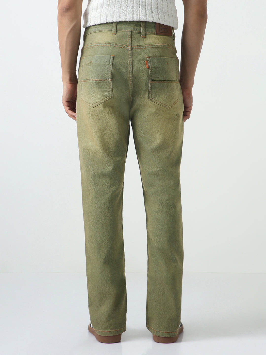Men's Grey Straight Fit Heavy Washed Jeans Stretchable